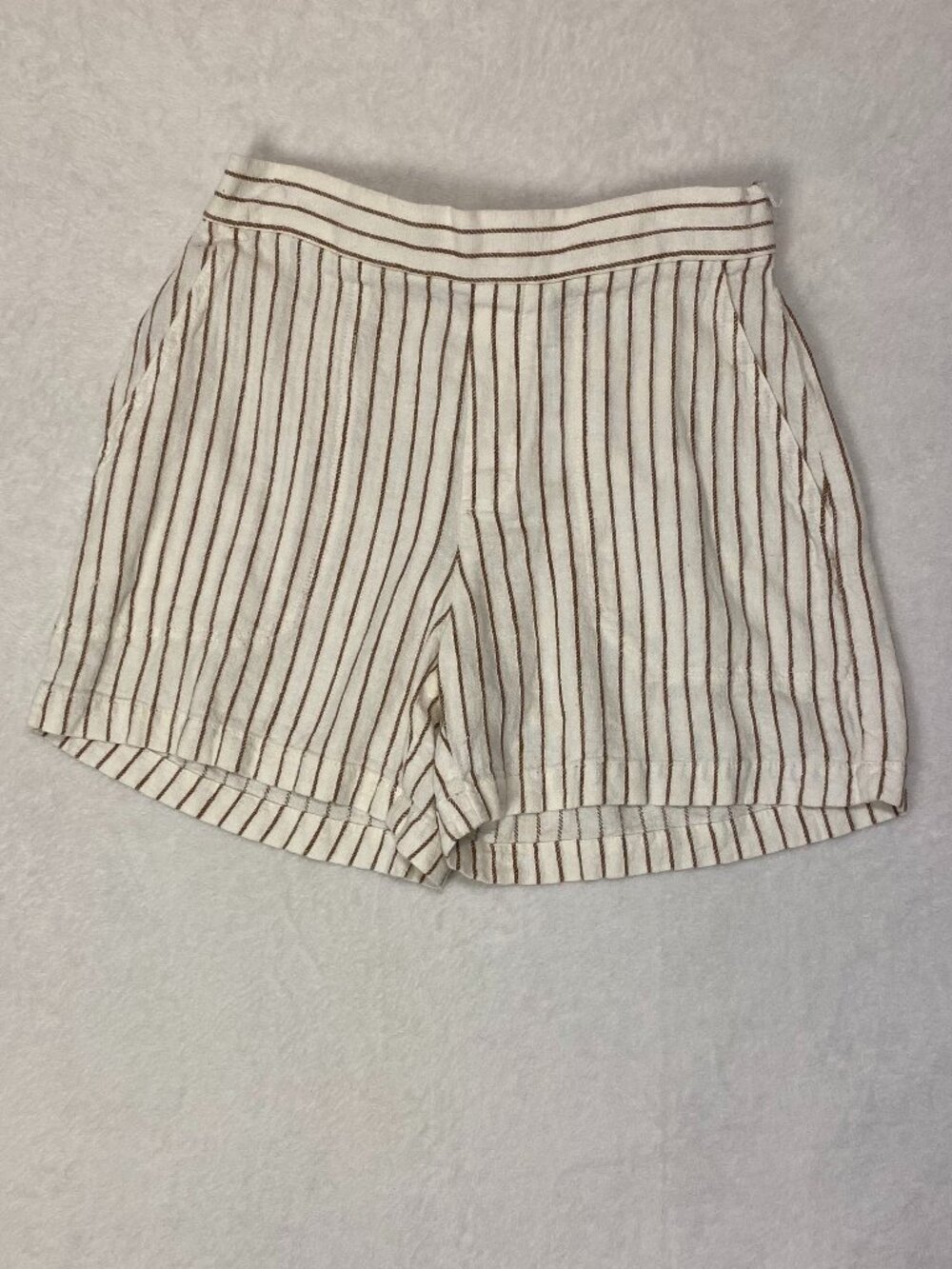 Banana Republic Factory White Linen Blend Shorts Striped XS Coastal Resort